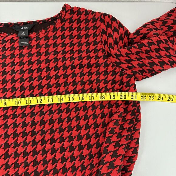 Ali Miles Top Shirt Womens Large Red Black Textured Tunic Artisan Abstract - Picture 10 of 12